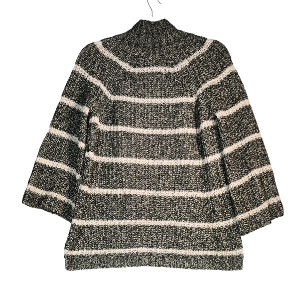 Chaps Sweater Women Small Gray and White Stripe Flare Sleeve Tunic Cotton Blend - Picture 7 of 8